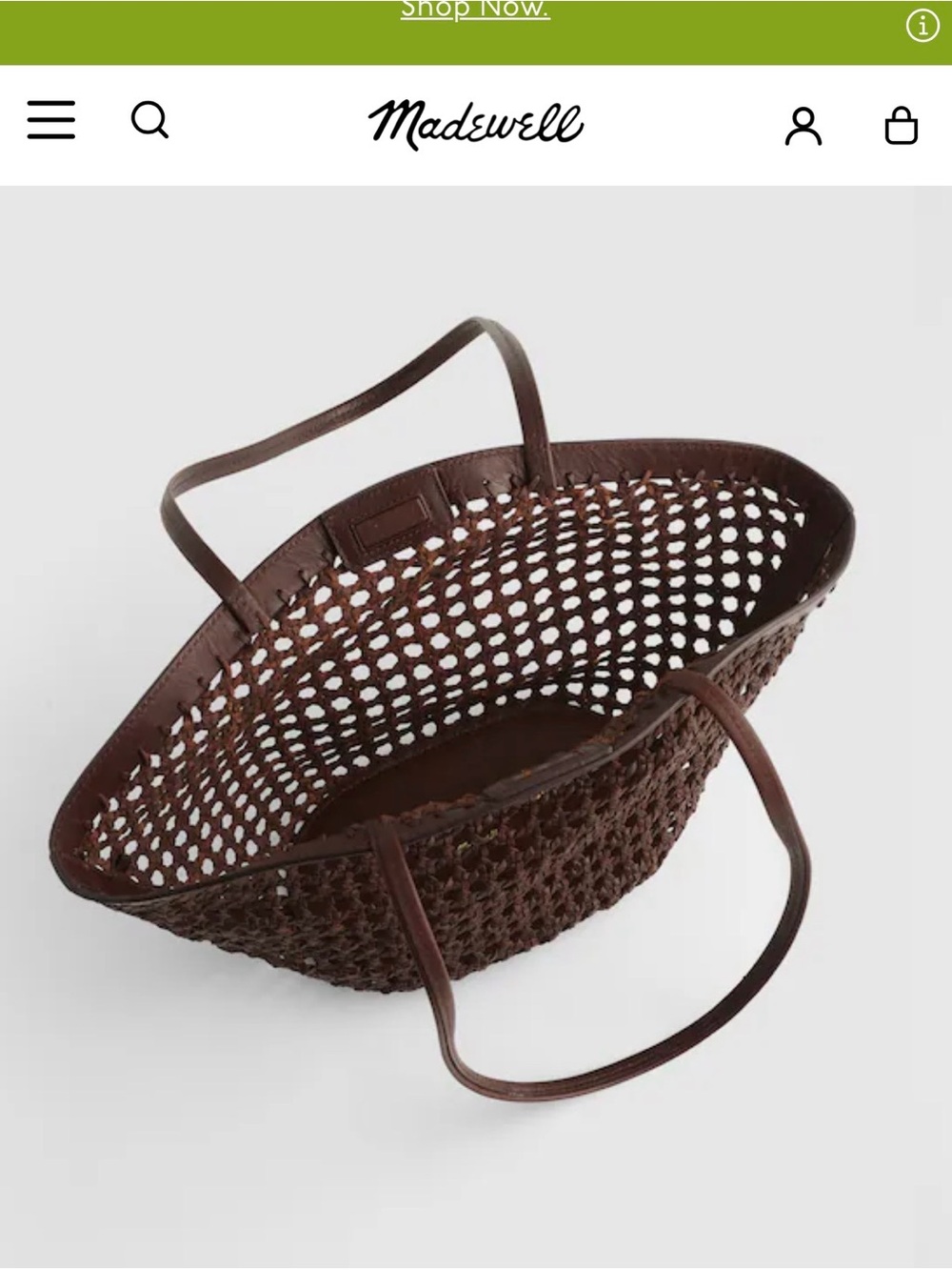 Madewell Dark Brown Woven Leather Tote - Picture 4 of 7